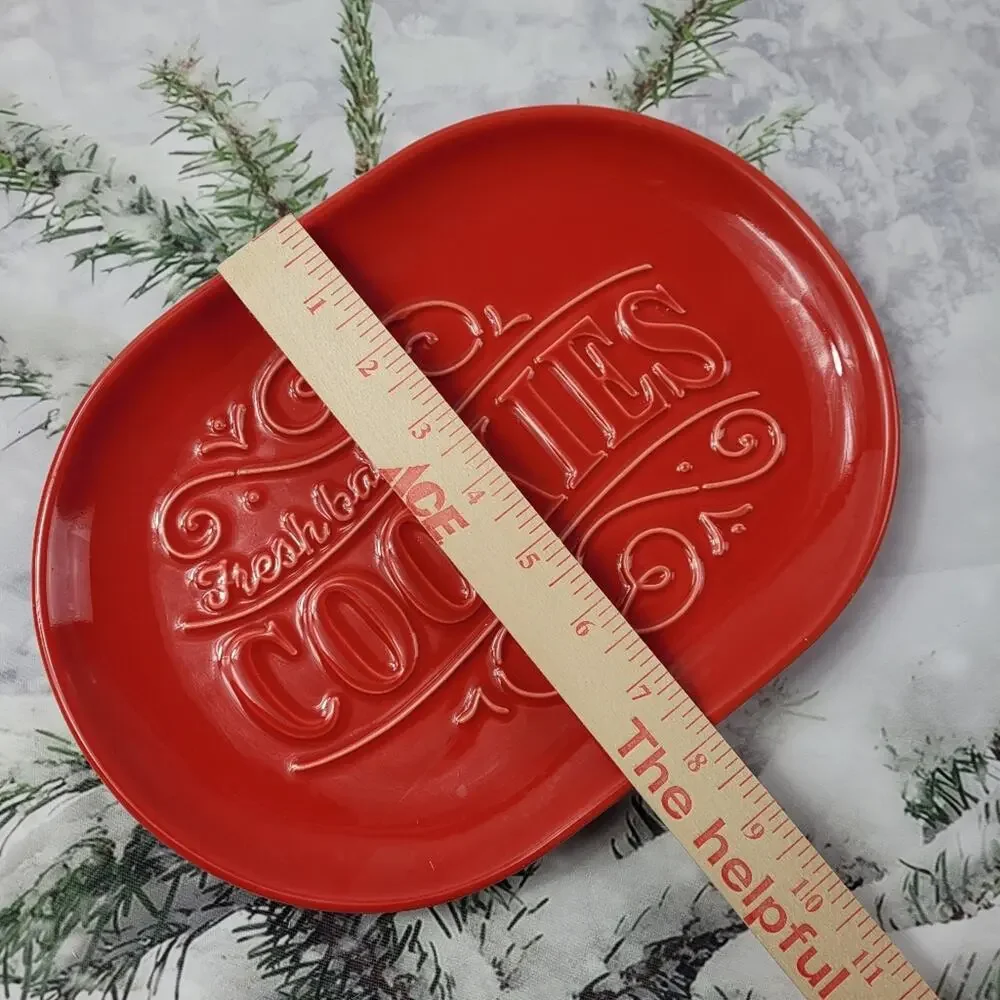 NWOT Hallmark Fresh Baked Cookies Red Serving Platter